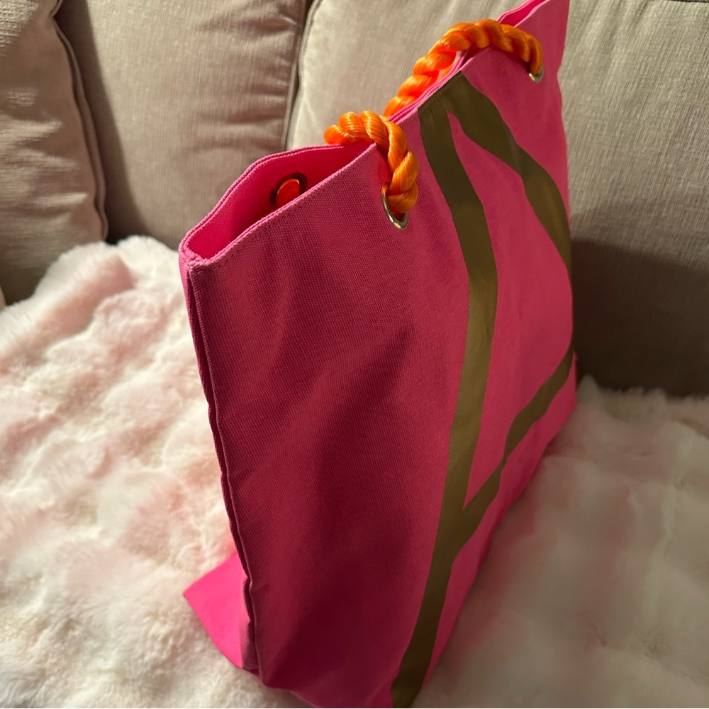 Avon Hot Pink Oversized Canvas Tote Bag 29x13” - Picture 3 of 9